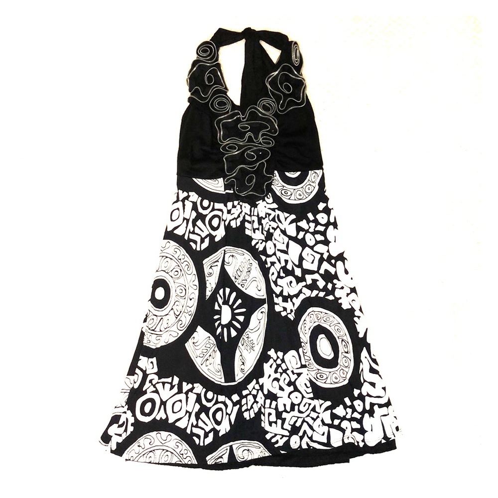 Halter Black White Dress Size S